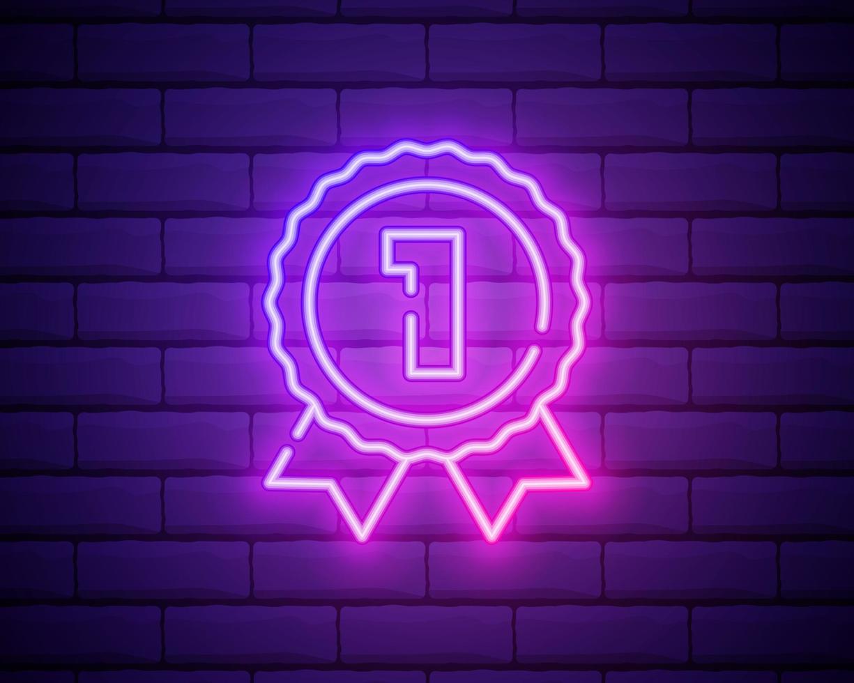 medal first icon. Elements of awards in neon style icons. Simple icon for websites, web design, mobile app, info graphics isolated on brick wall vector