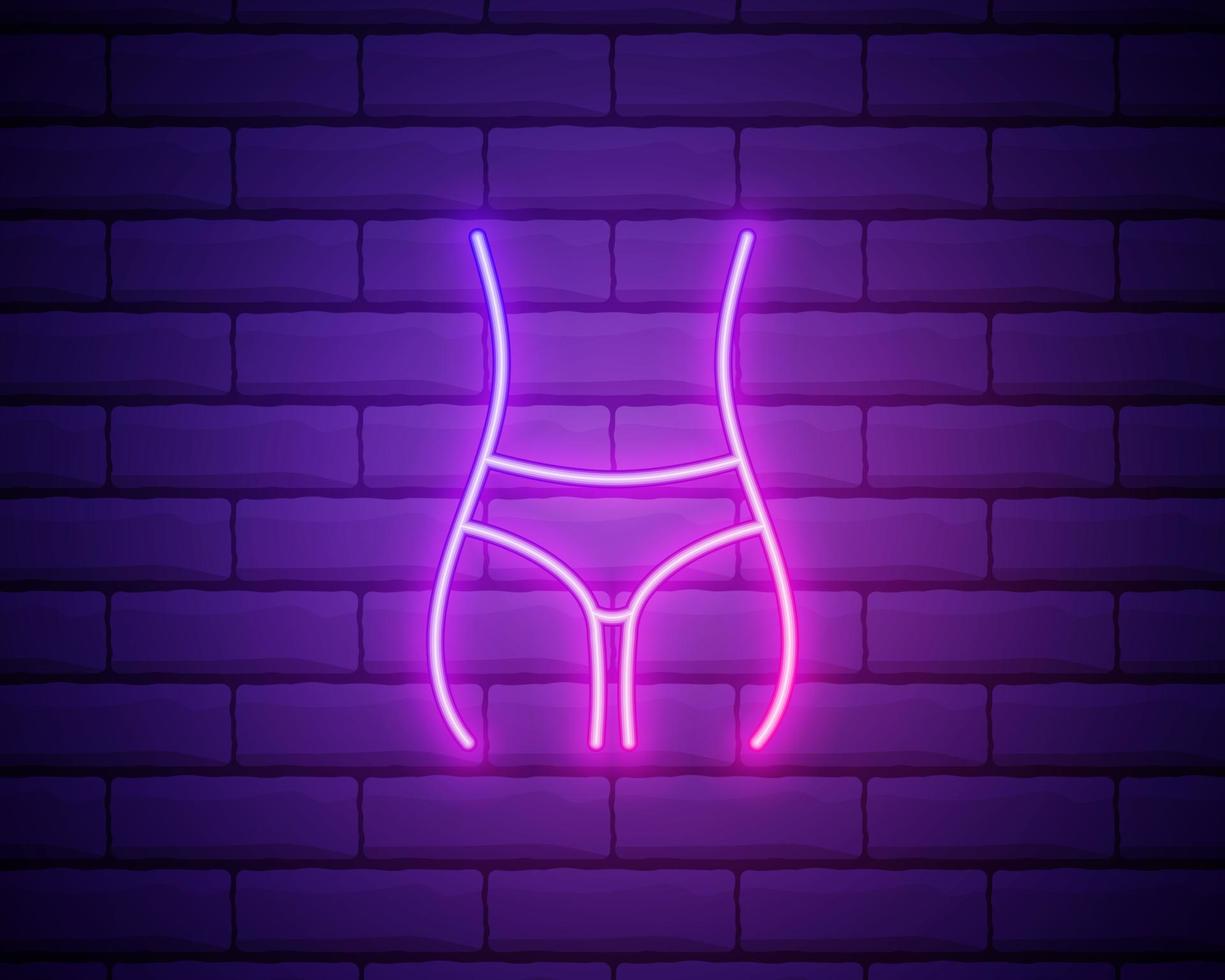 women waist line neon icon. Elements of Beauty and Cosmetics illustration icon. Signs and symbols can be used for web, logo, mobile app, UI, UX on brick wall background. vector