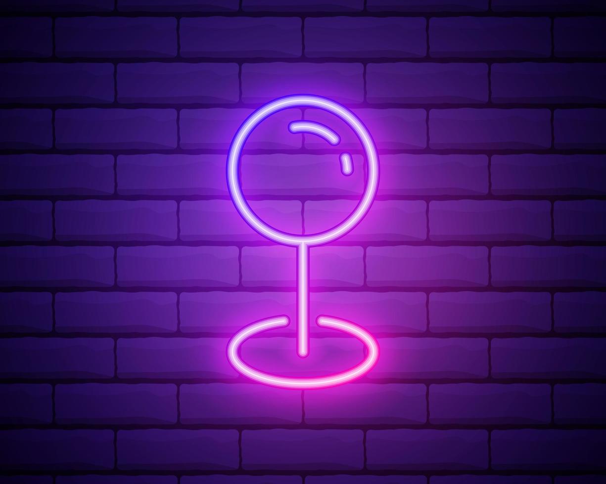 pin neon style icon. Simple thin line, outline vector of web icons for ui and ux, website or mobile application isolated on brick wall