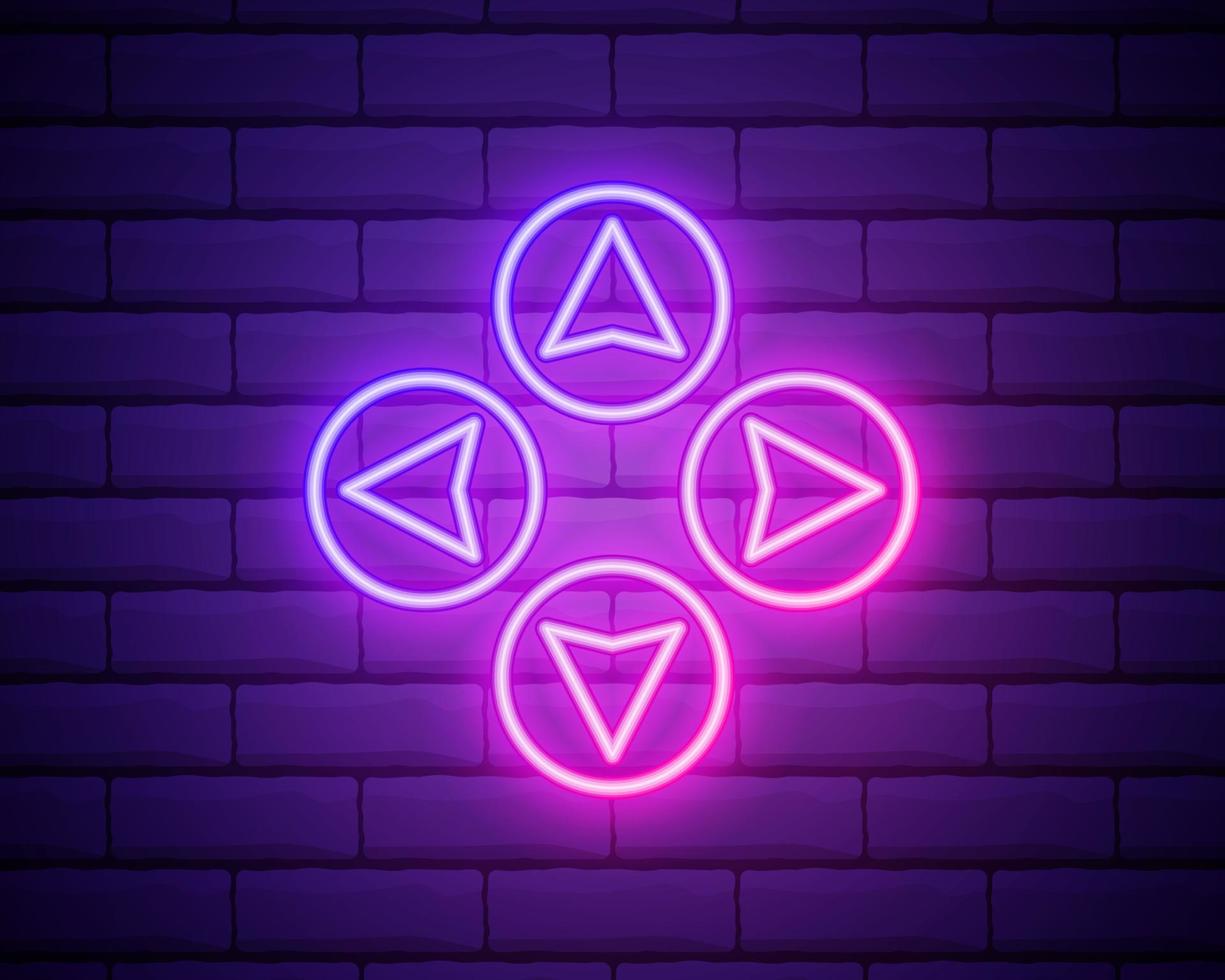 arrow neon icon. Simple thin line, outline vector of Arrow icons for UI and UX, website or mobile application on dark brick wall background