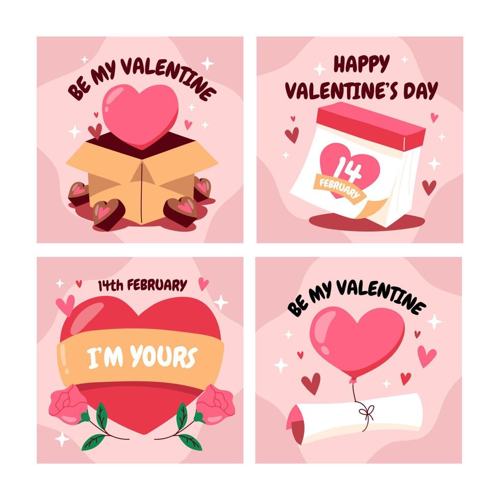 conjunto de tarjetas del día de san valentín vector