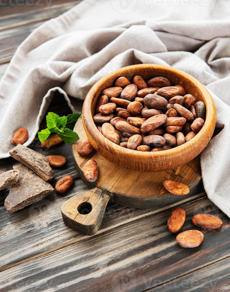 Cocoa beans and chocolate photo