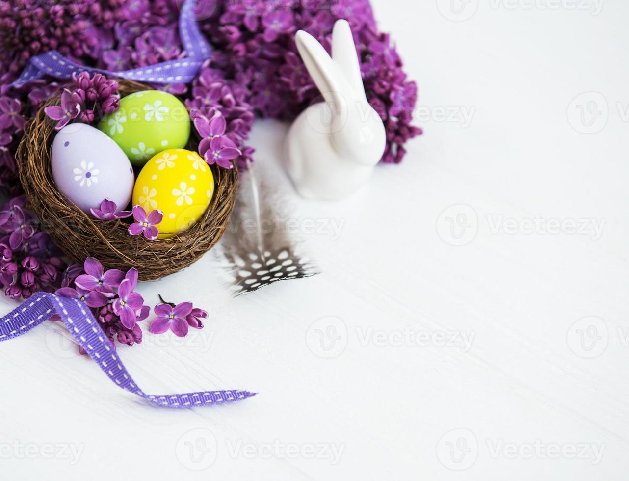 Nest with easter eggs photo