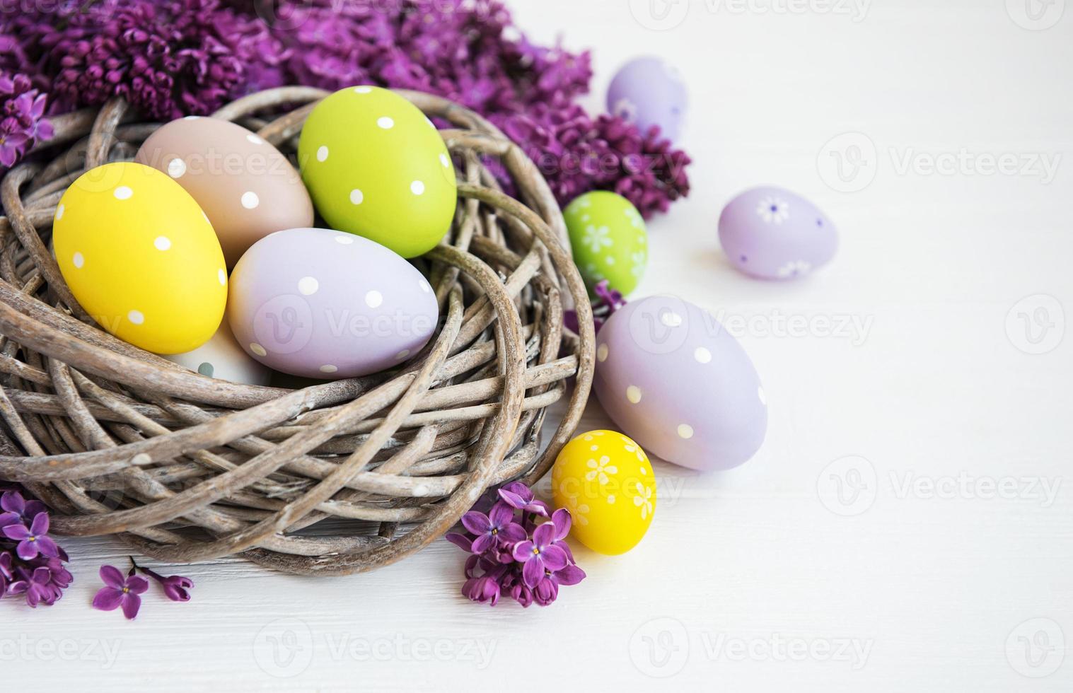 Nest with easter eggs photo