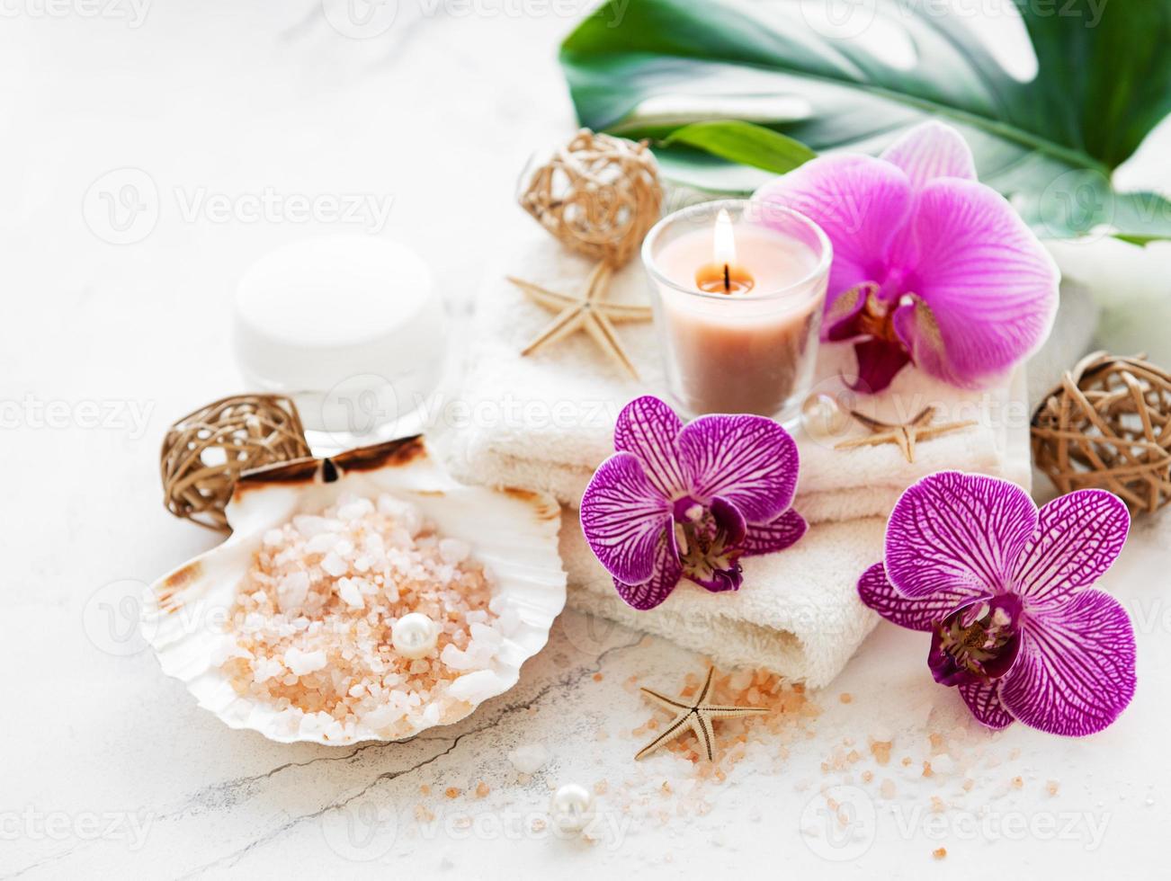 Spa products with orchids photo