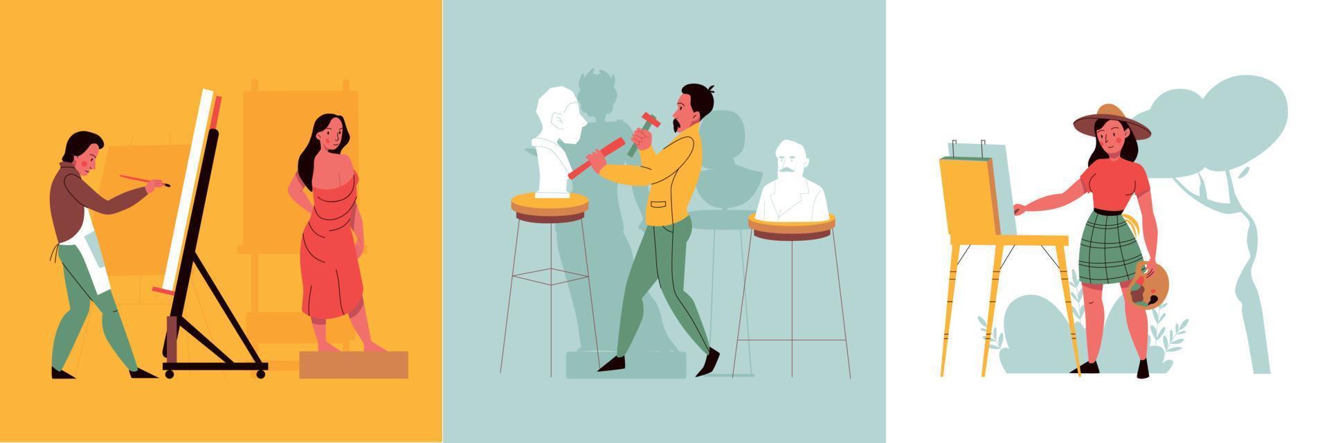 Creative Professions Square Set vector