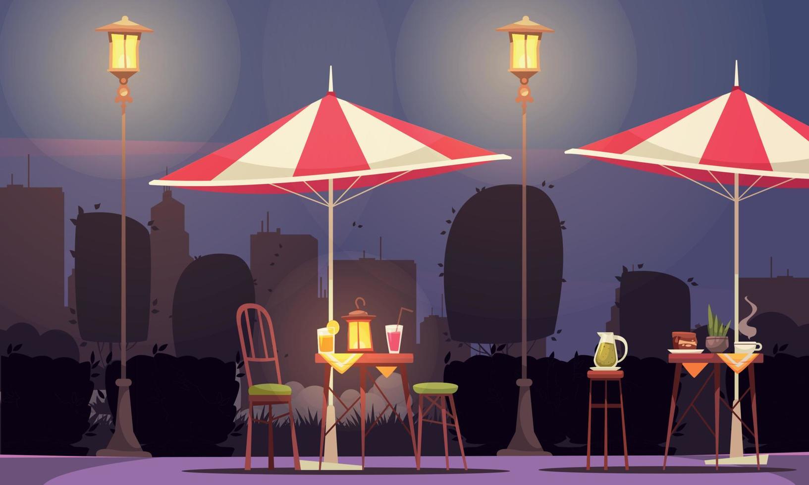 Street Cafe Night Composition vector