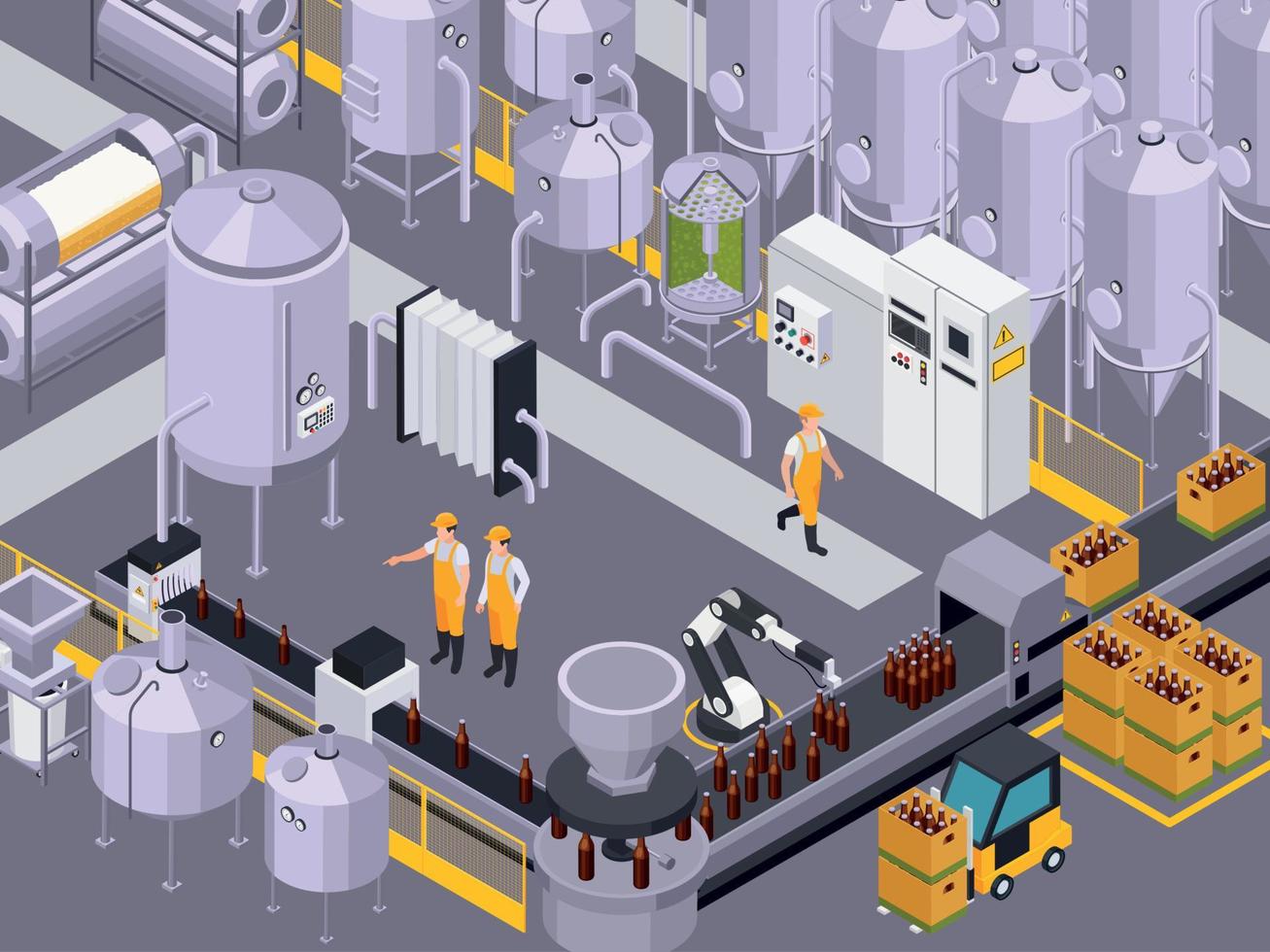 Beer Production Plant Composition vector