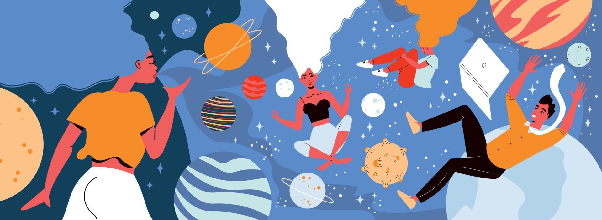 People In Space Composition vector