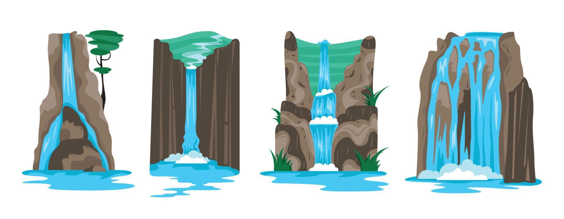 Waterfall Icons Set vector