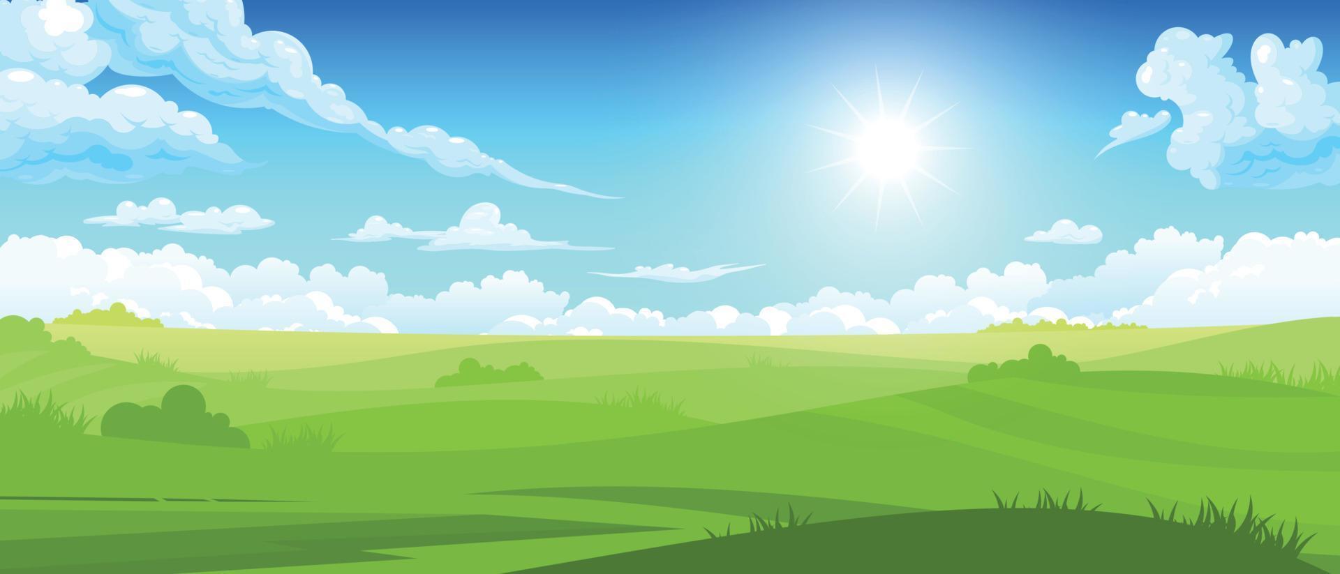 paisaje de verano con cielo nublado vector