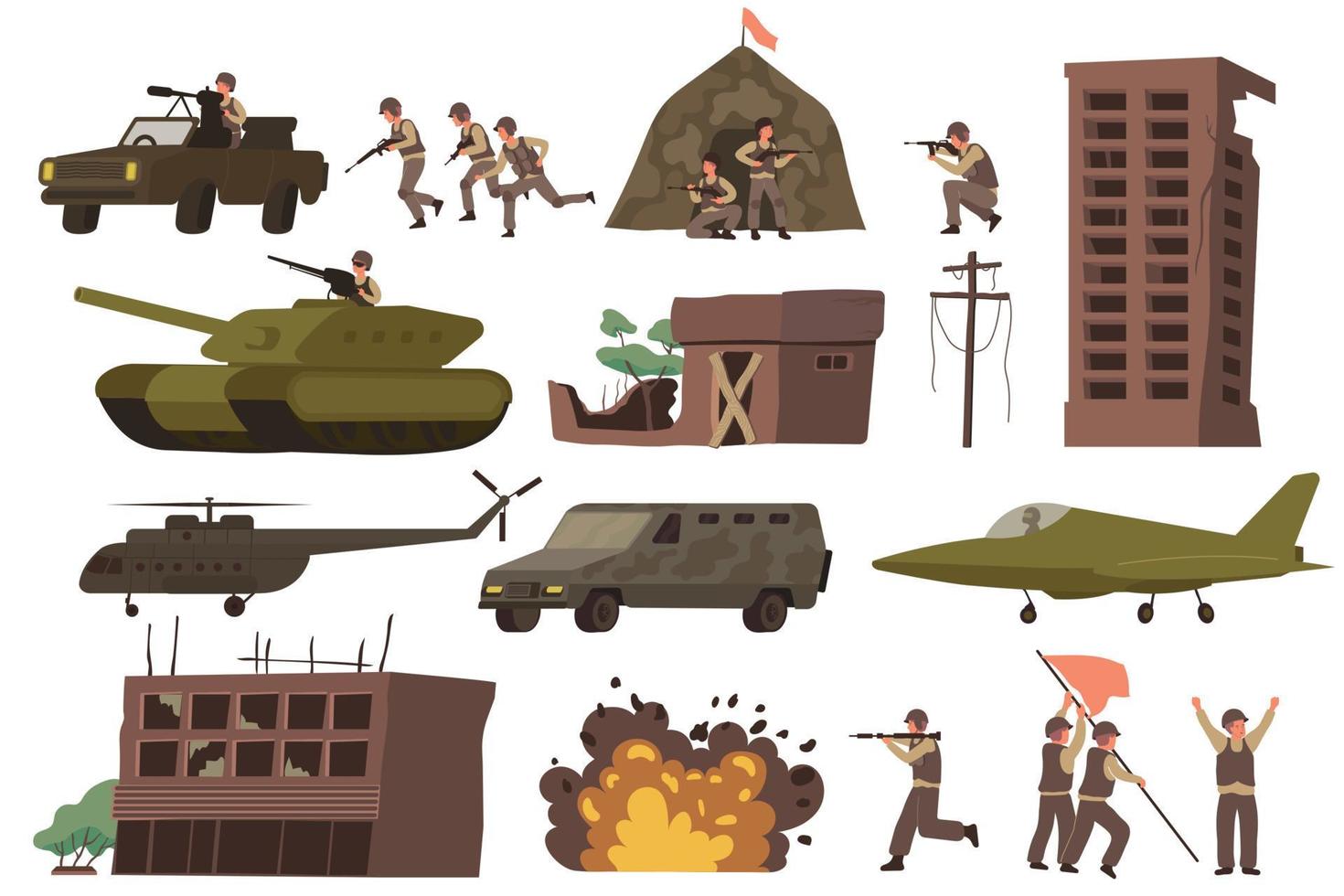 War Flat Icon Set vector