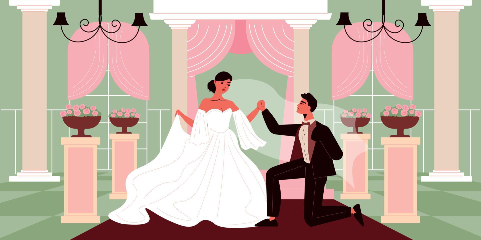 Wedding Couple Ceremony Composition vector