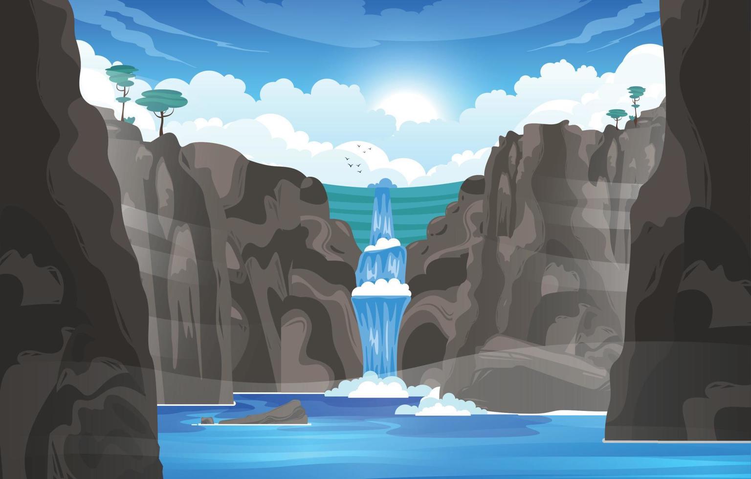 Waterfall Cartoon Illustration vector