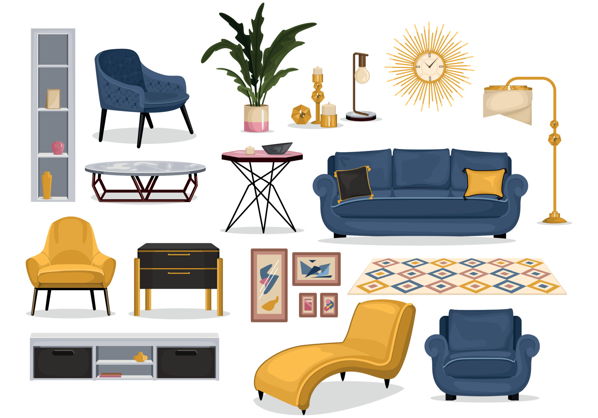 Furniture Interior Decor Set 4471107 Vector Art at Vecteezy