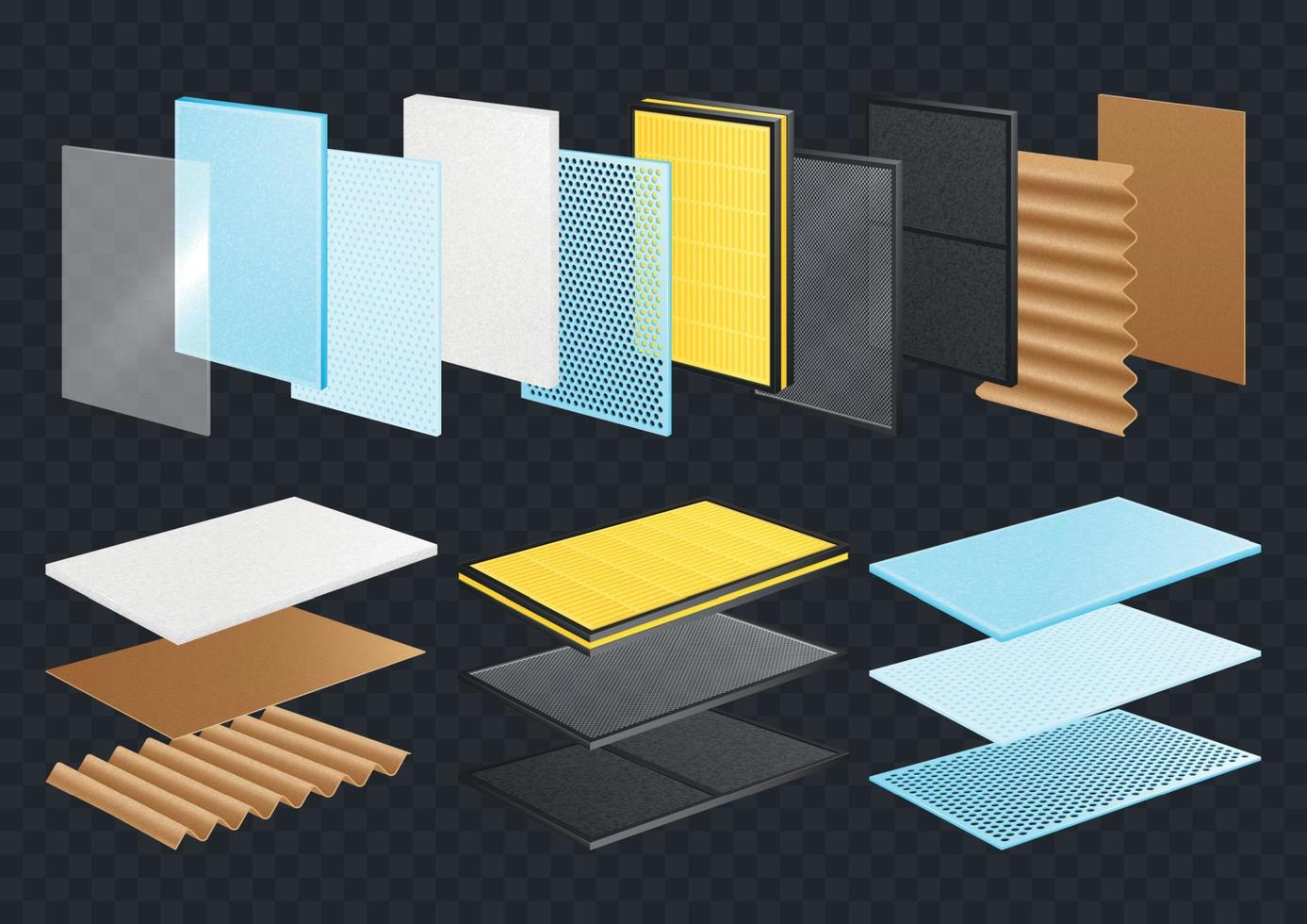 Layered Materials Realistic Set vector