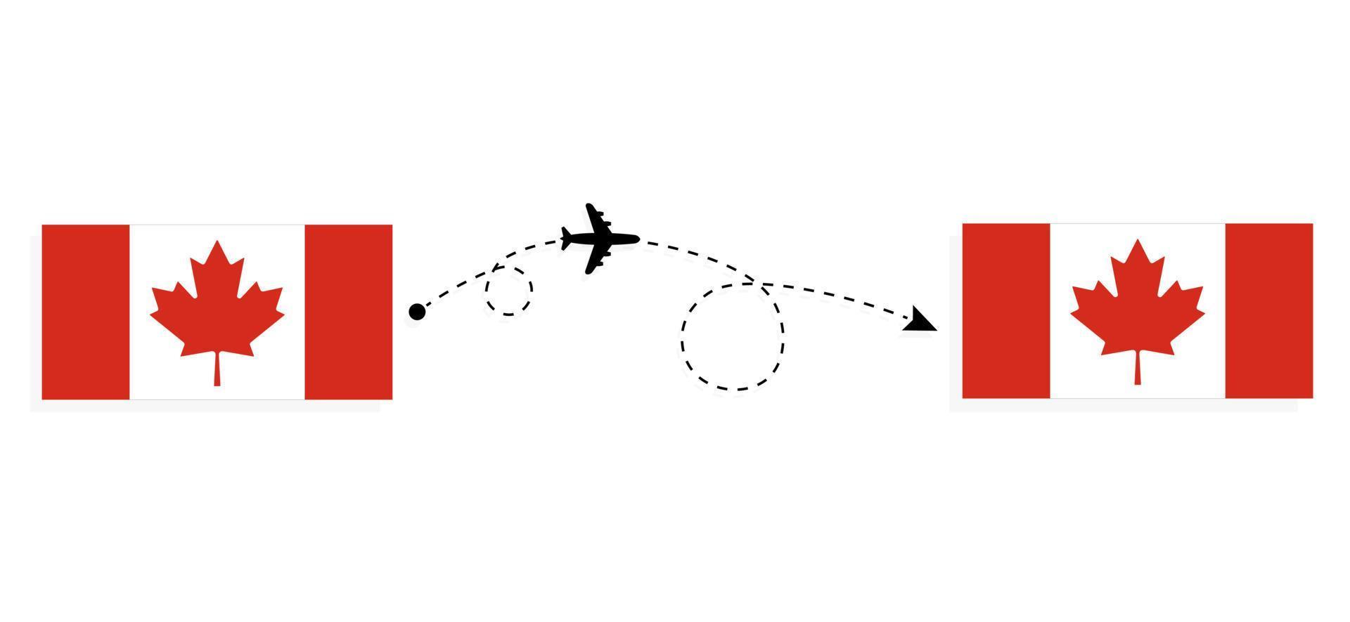 Flight and travel from Canada to Canada by passenger airplane Travel concept vector