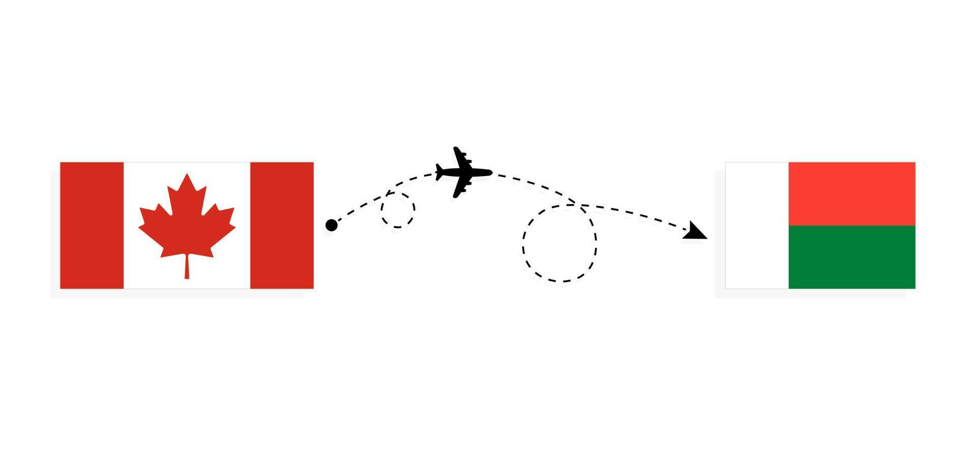 Flight and travel from Canada to Madagascar by passenger airplane Travel concept vector