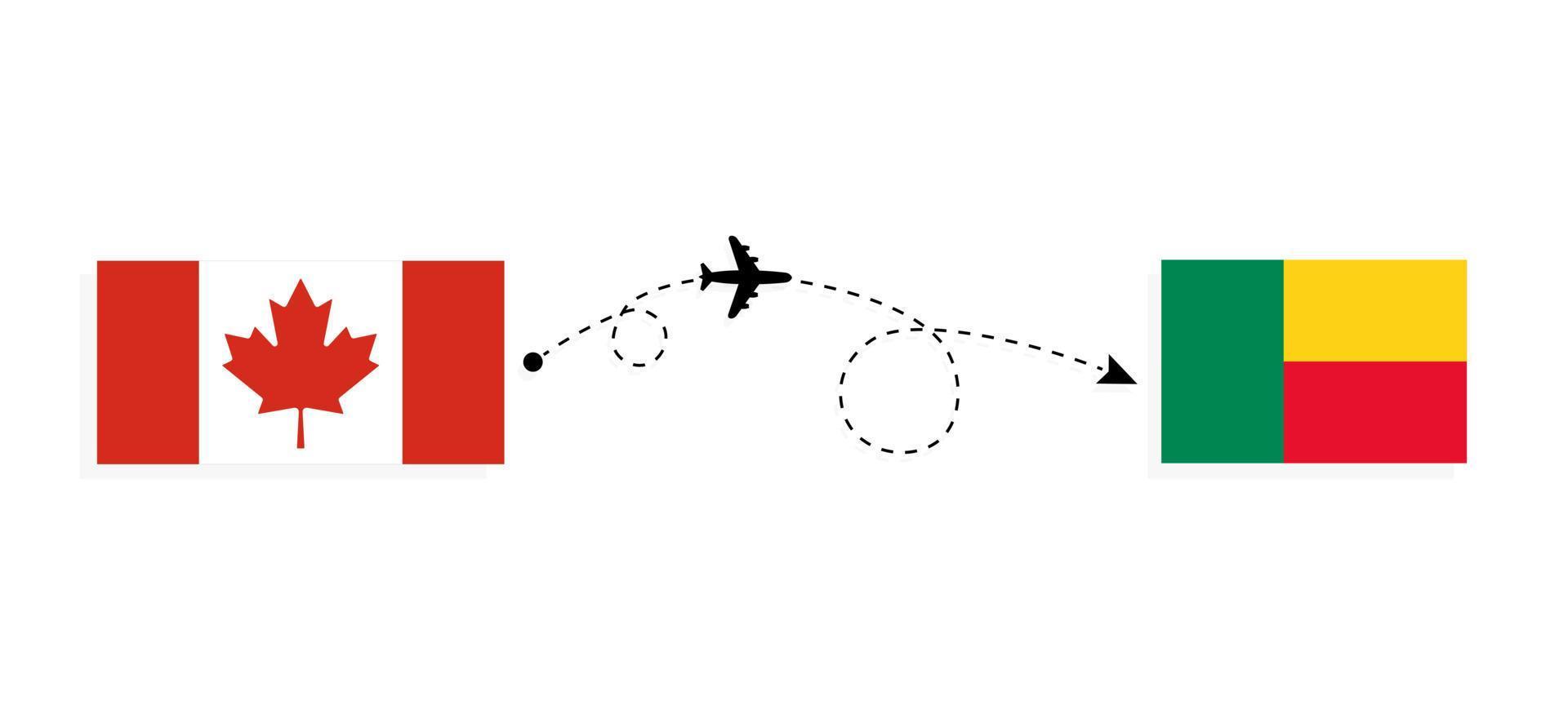Flight and travel from Canada to Benin by passenger airplane Travel concept vector
