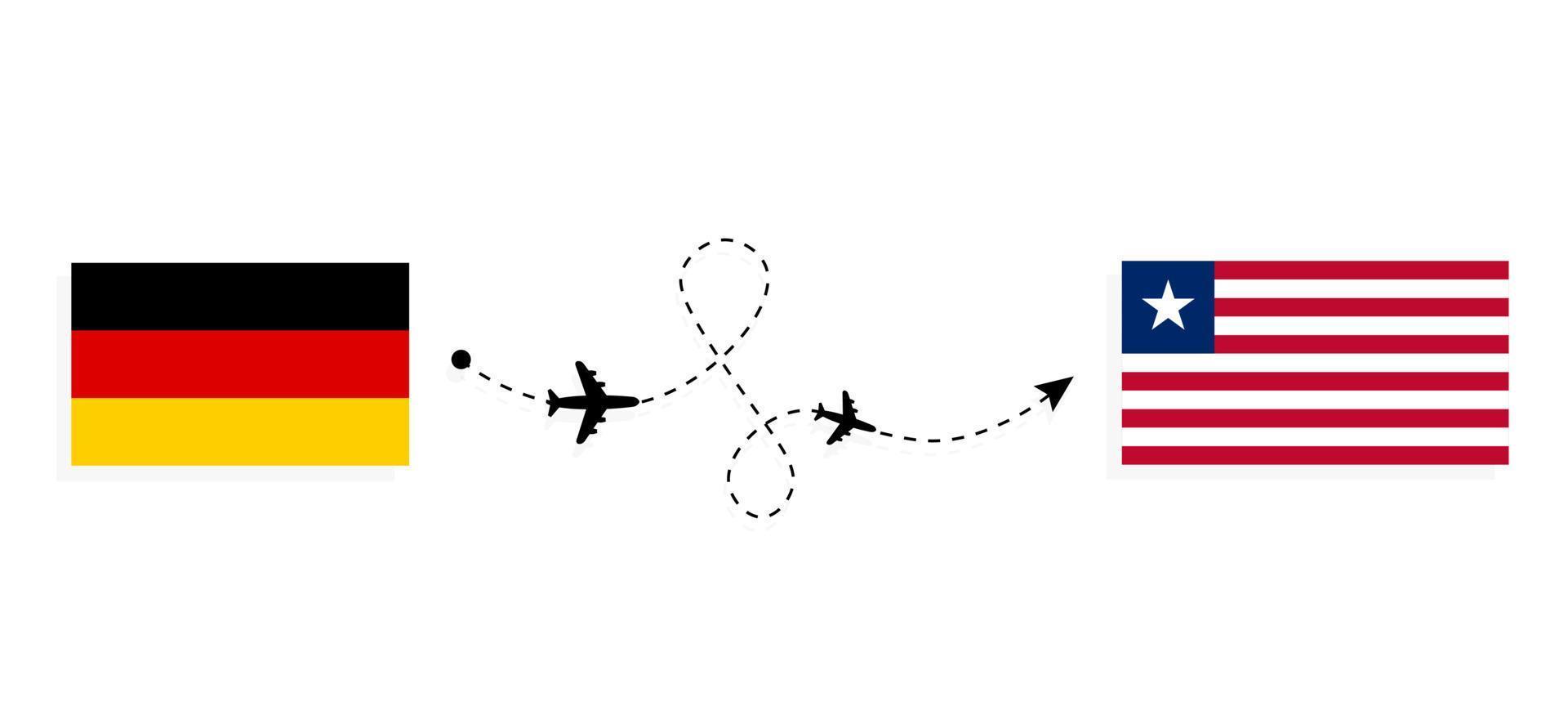 vuelo y viaje desde alemania a liberia en avión de pasajeros concepto de viaje vector