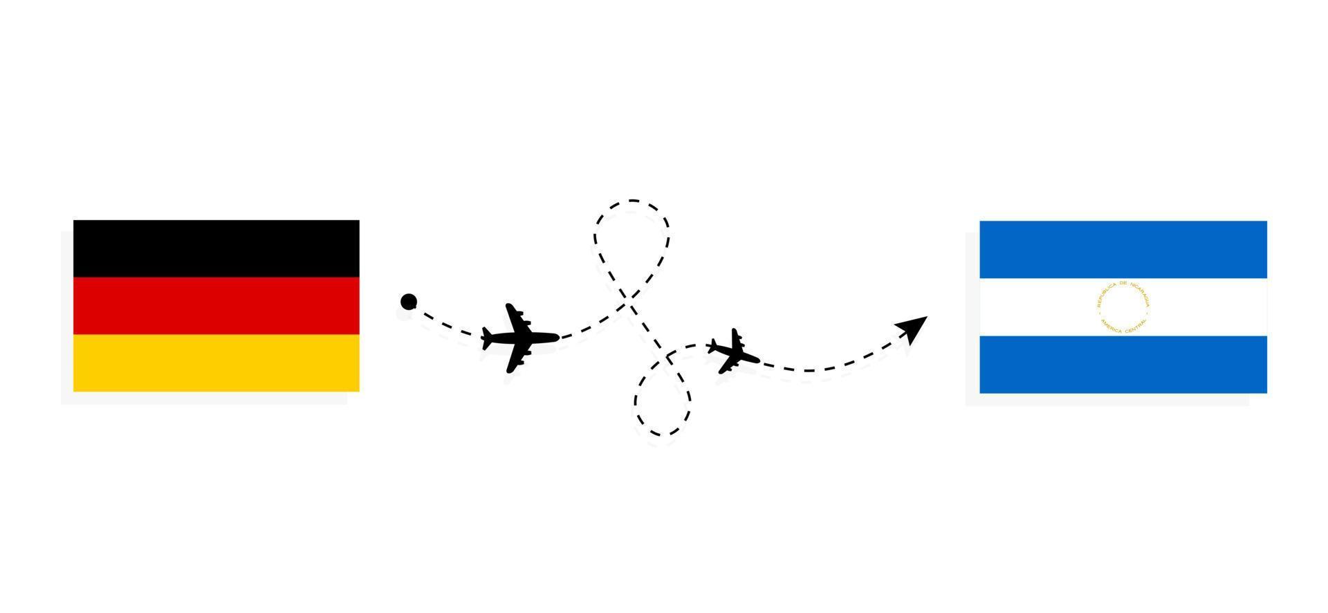 Flight and travel from Germany to Nicaragua by passenger airplane Travel concept vector