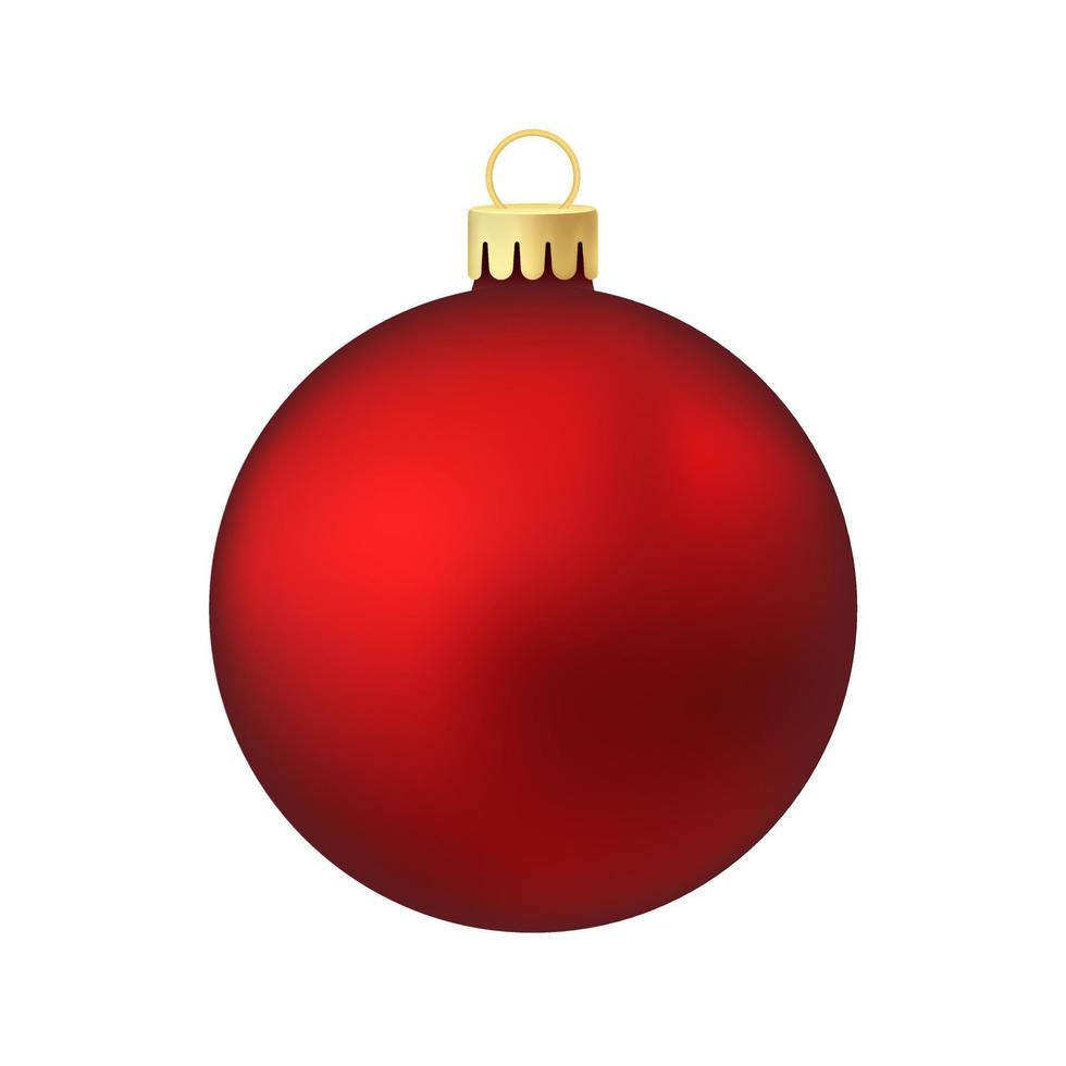 Red Christmas tree toy or ball Volumetric and realistic color illustration vector