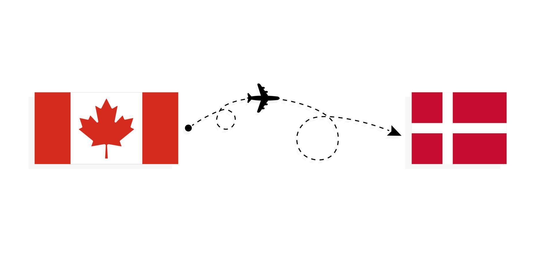 vuelo y viaje de canadá a dinamarca en avión de pasajeros concepto de viaje vector