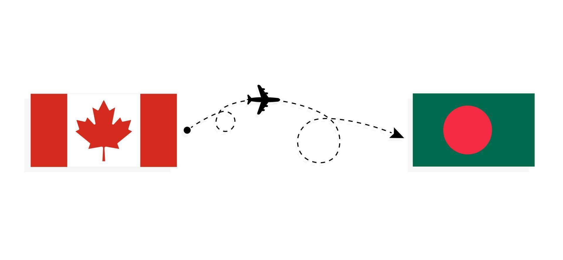 Flight and travel from Canada to Bangladesh by passenger airplane Travel concept vector