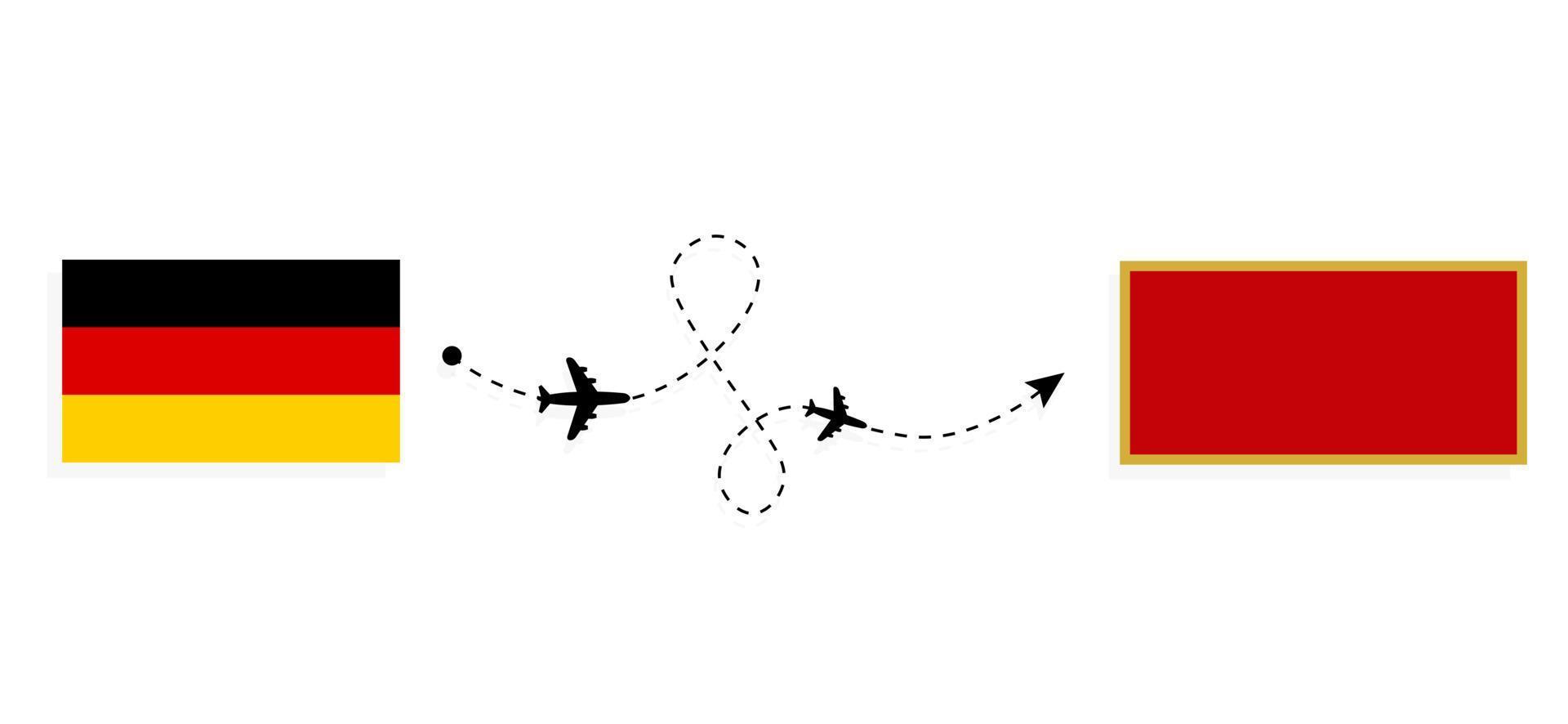 Flight and travel from Germany to Montenegro by passenger airplane Travel concept vector