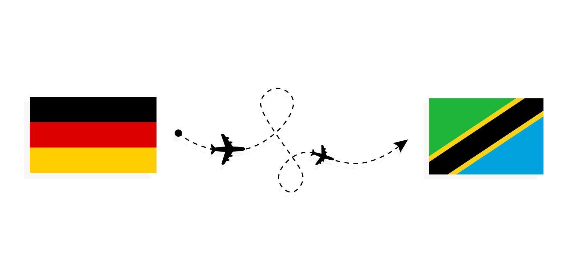 Flight and travel from Germany to Tanzania by passenger airplane Travel concept vector