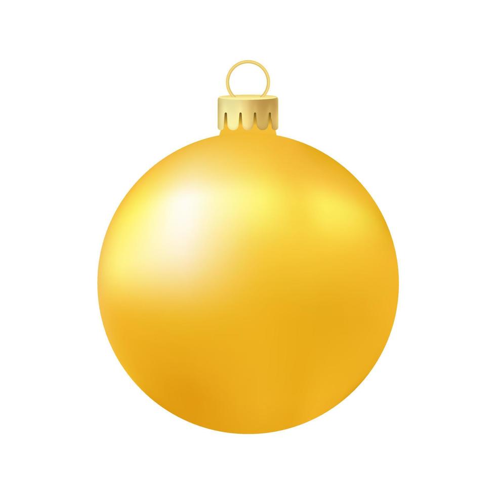 Yellow Christmas tree toy or ball Volumetric and realistic color illustration vector
