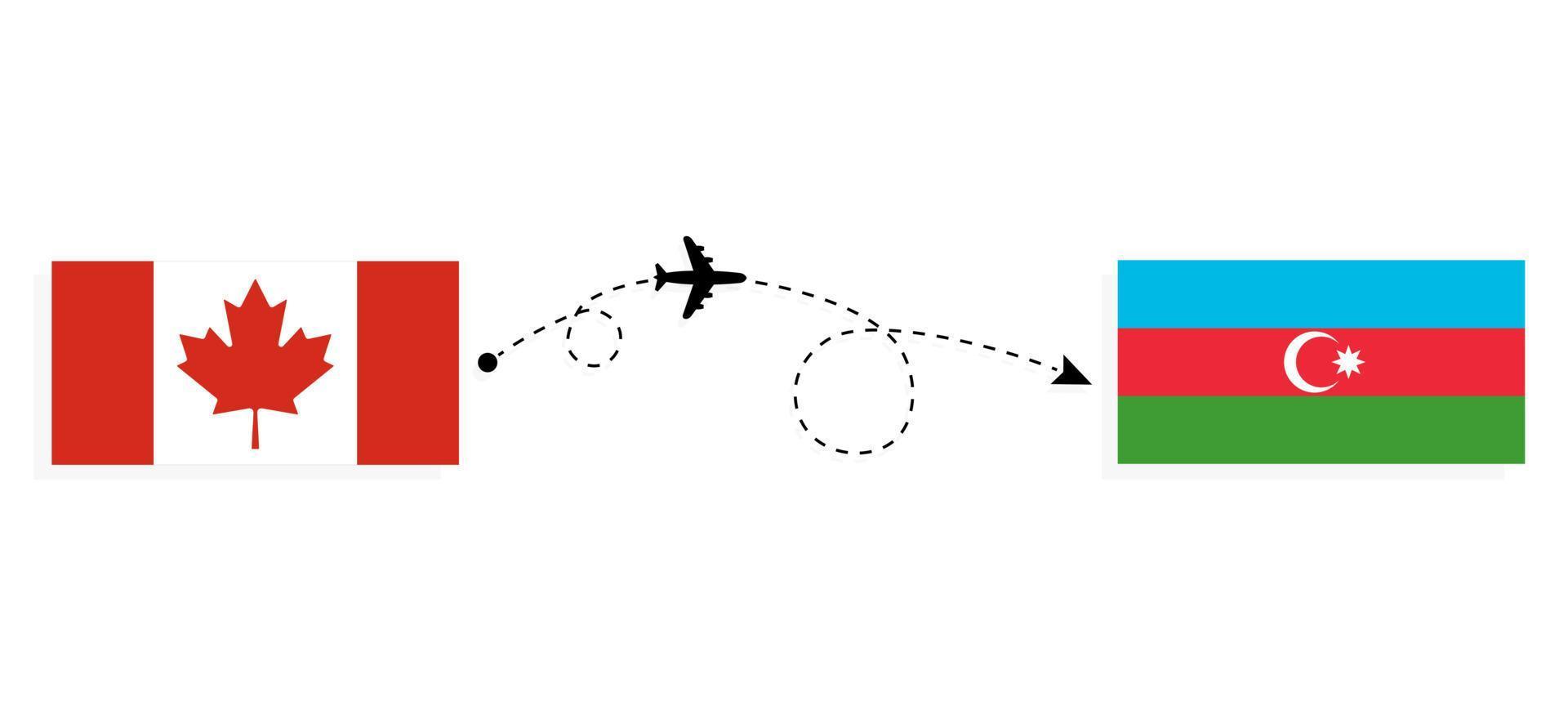 vuelo y viaje desde canadá a azerbaiyán en avión de pasajeros concepto de viaje vector