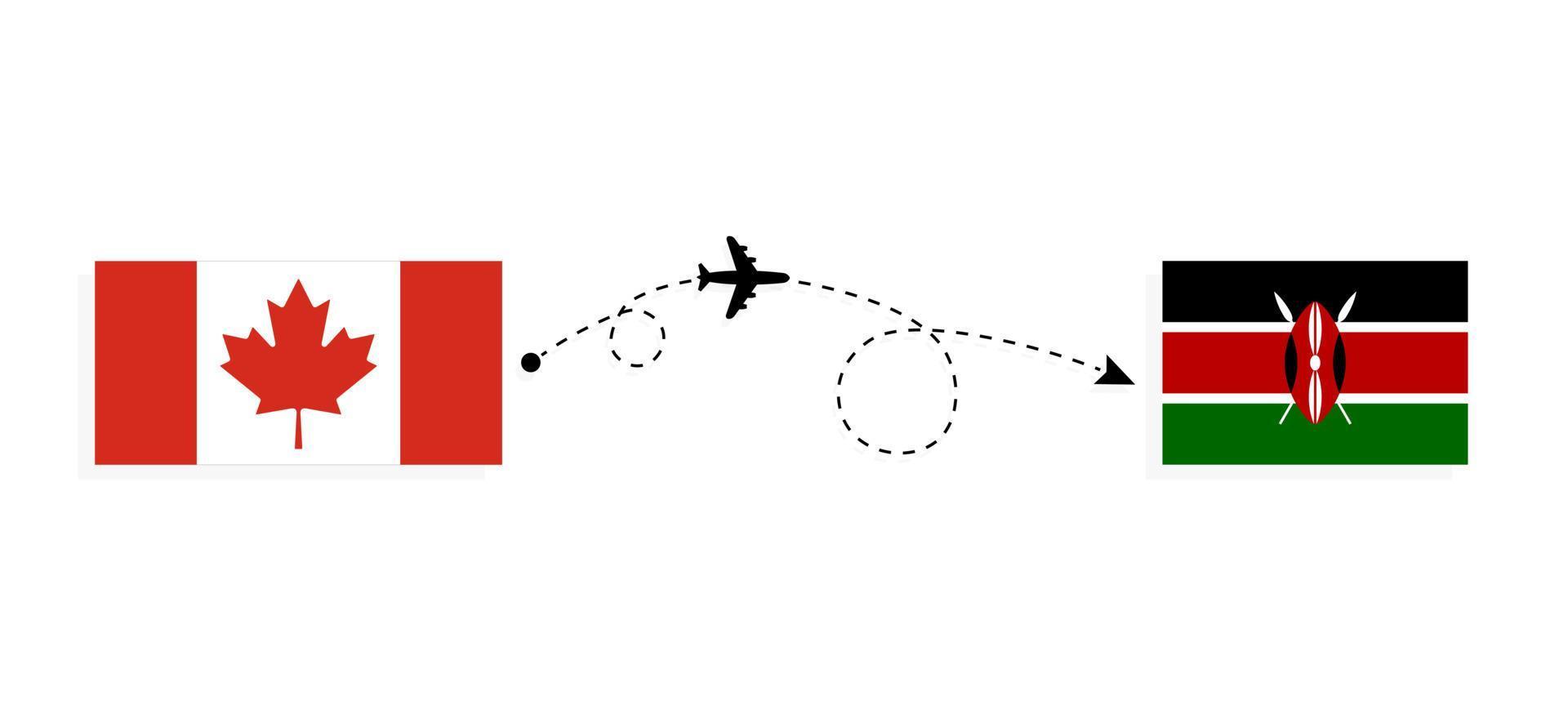 Flight and travel from Canada to Kenya by passenger airplane Travel concept vector