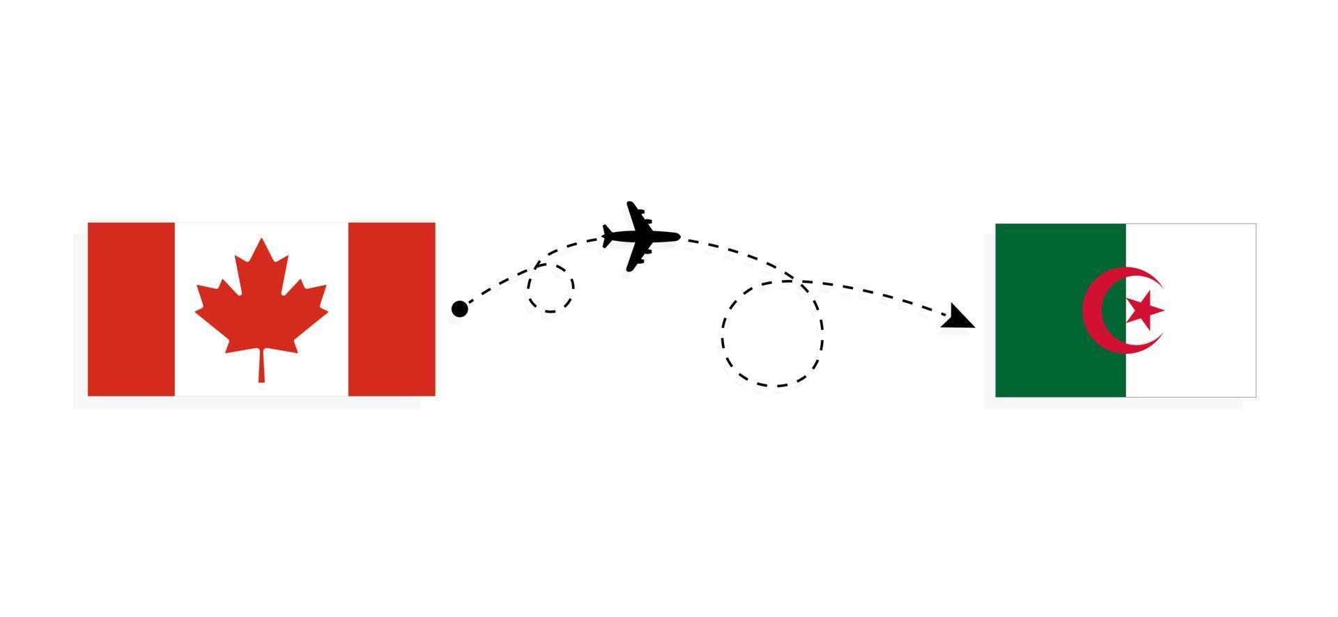 Flight and travel from Canada to Algeria by passenger airplane Travel concept vector