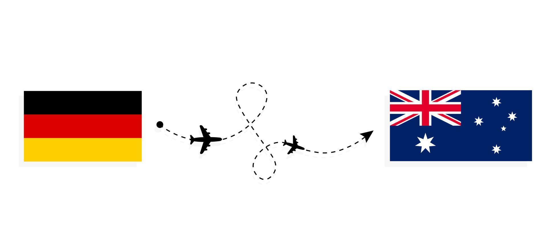 Flight and travel from Germany to Australia by passenger airplane Travel concept vector