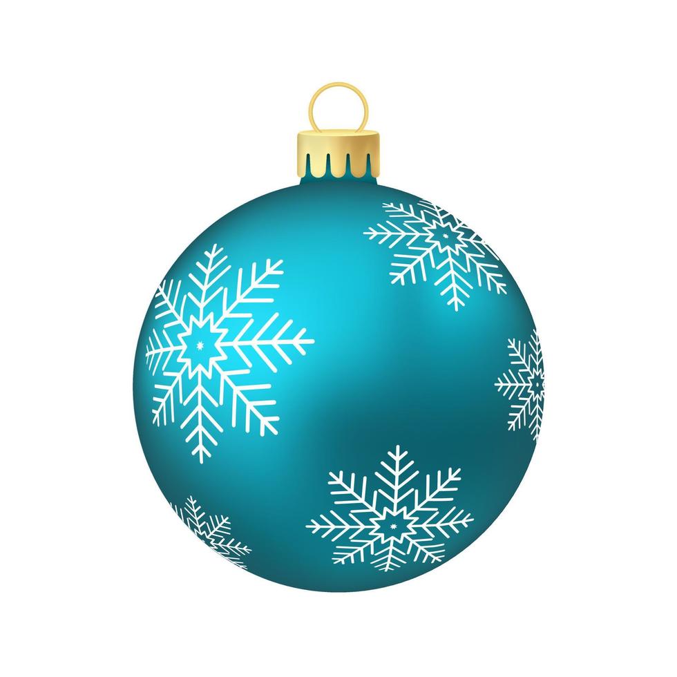 juguete de árbol de navidad azul agua o bola volumétrica y realista ilustración en color vector