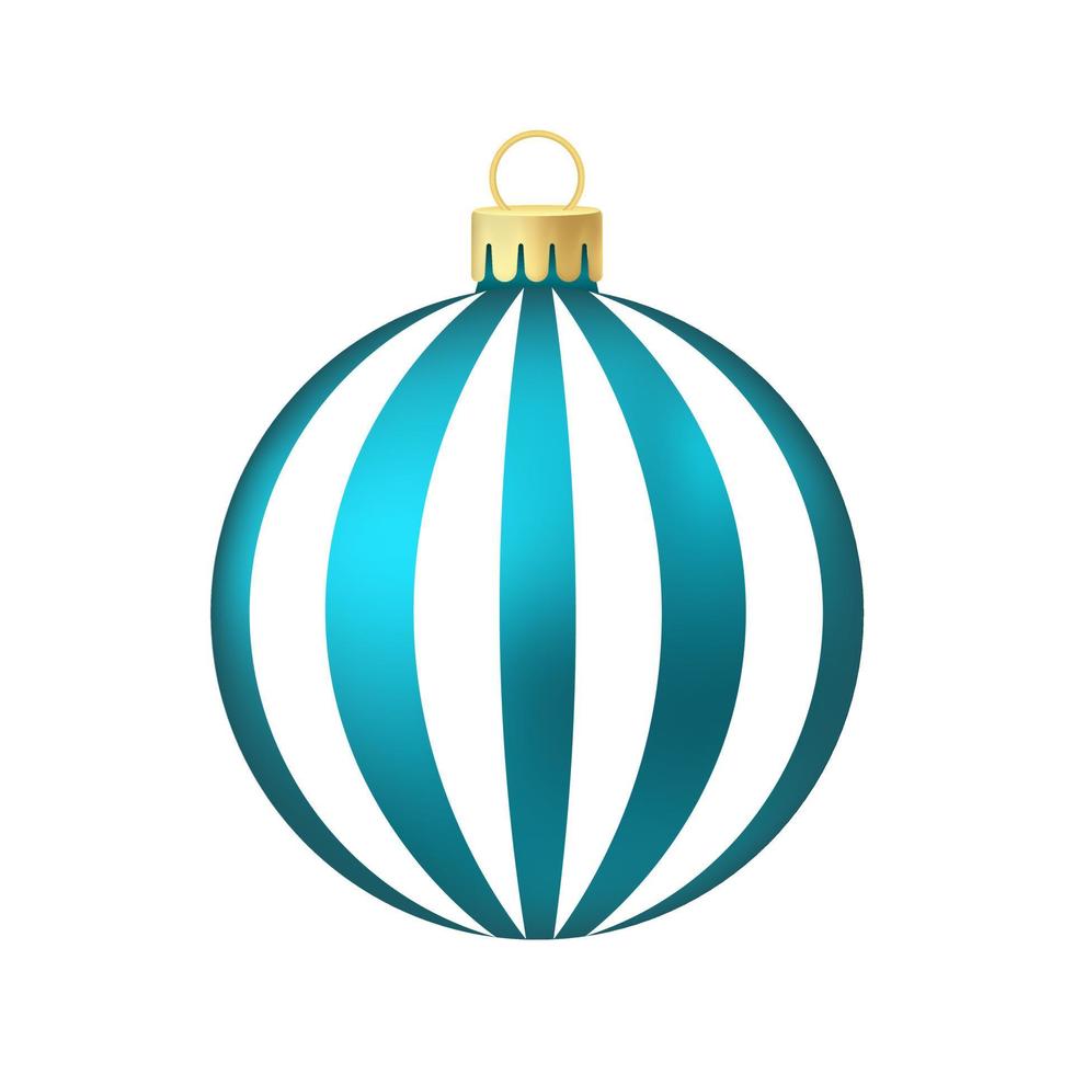 Aqua blue Christmas tree toy or ball Volumetric and realistic color illustration vector