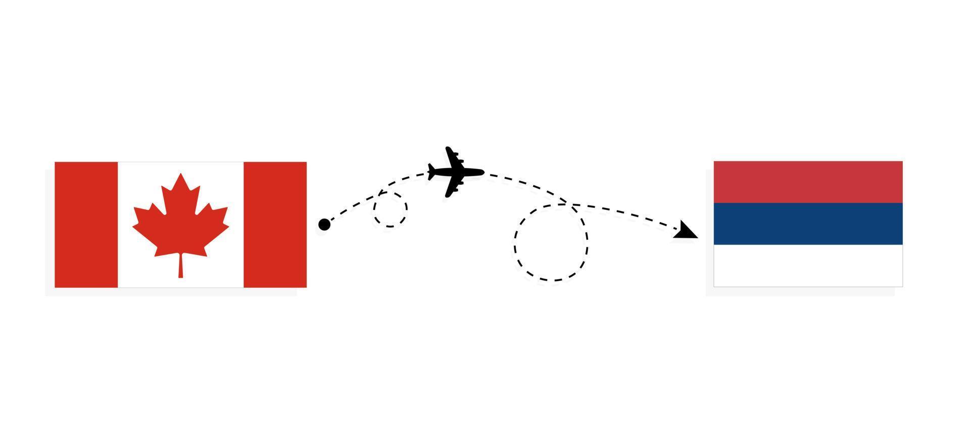 vuelo y viaje de canadá a serbia en avión de pasajeros concepto de viaje vector