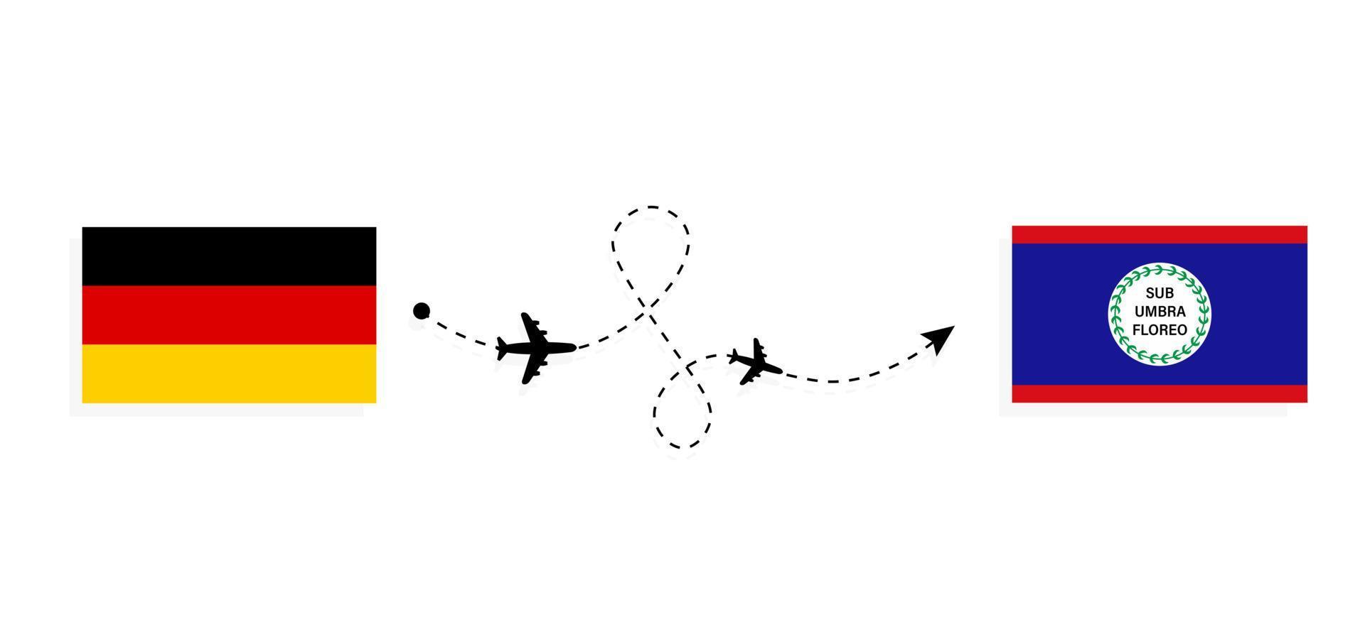 vuelo y viaje desde alemania a belice en avión de pasajeros concepto de viaje vector