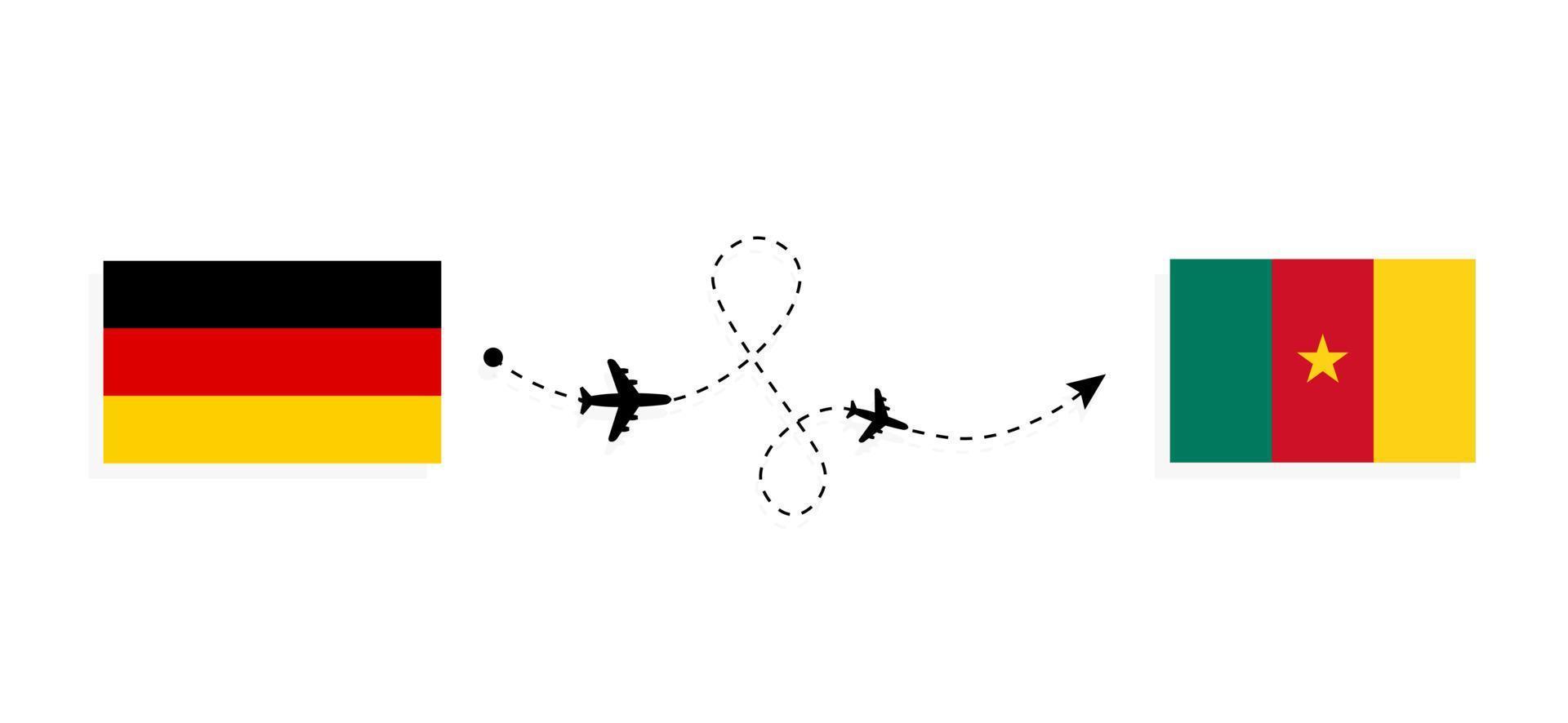 vuelo y viaje desde alemania a camerún en avión de pasajeros concepto de viaje vector