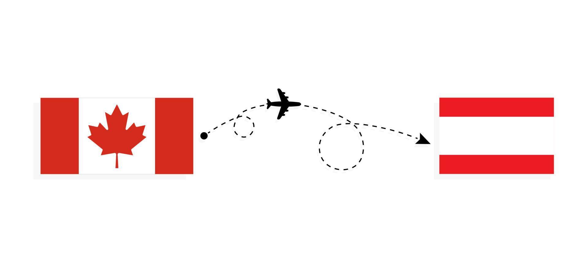 Flight and travel from Canada to Lebanon by passenger airplane Travel concept vector