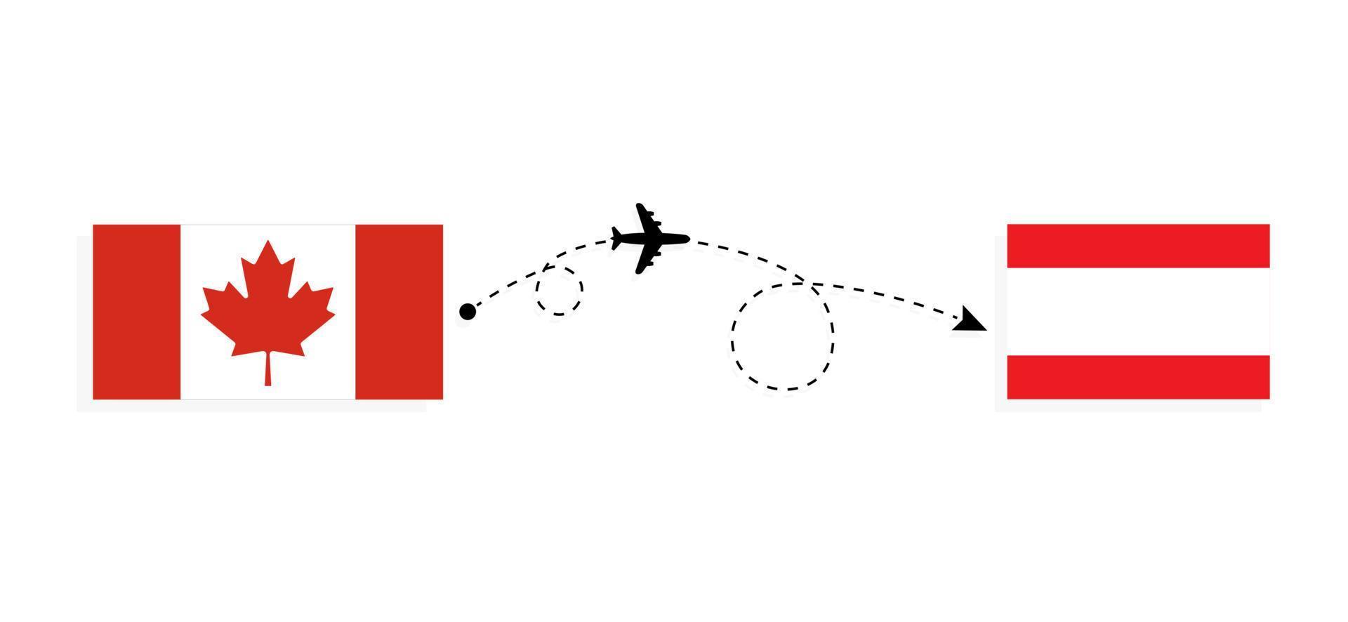 vuelo y viaje desde canadá al líbano en avión de pasajeros concepto de viaje vector