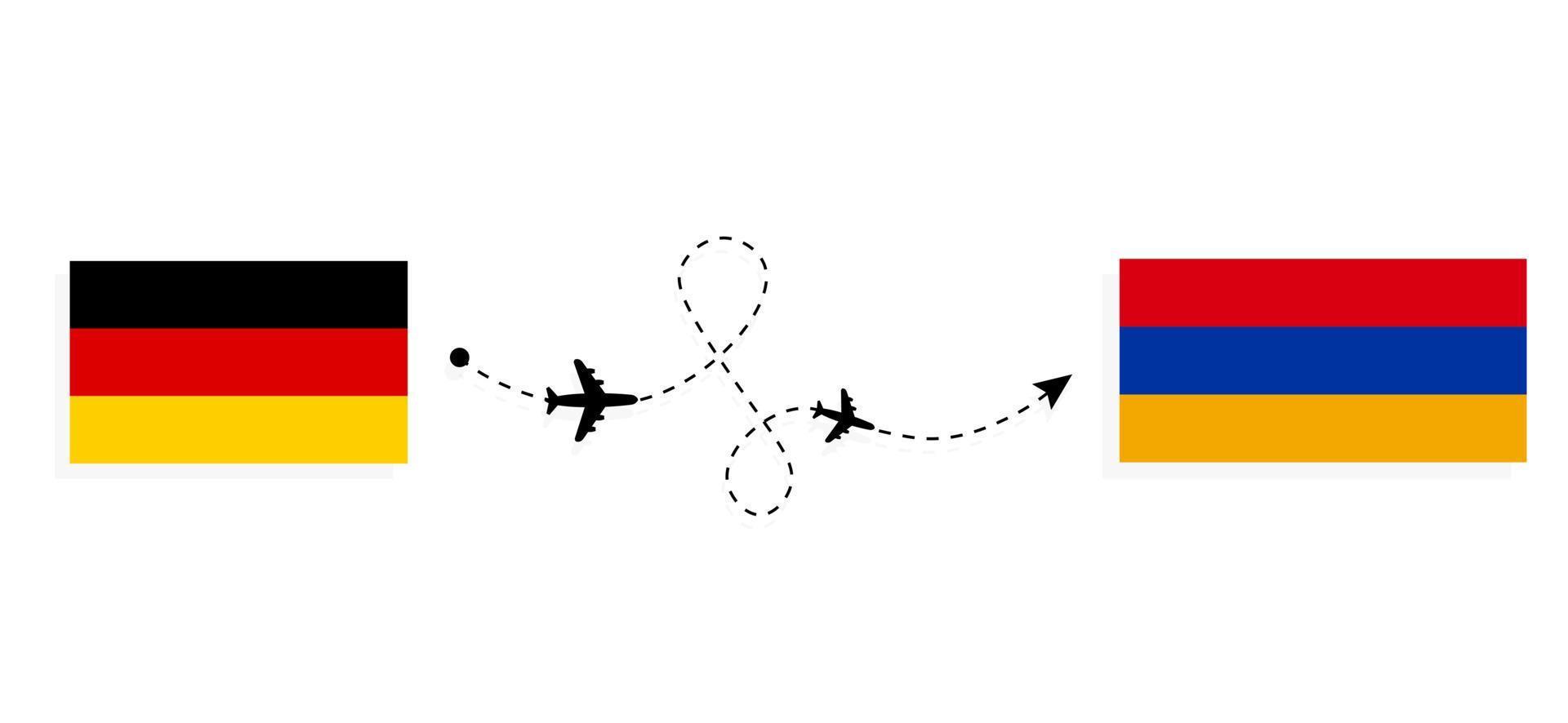 Flight and travel from Germany to Armenia by passenger airplane Travel concept vector