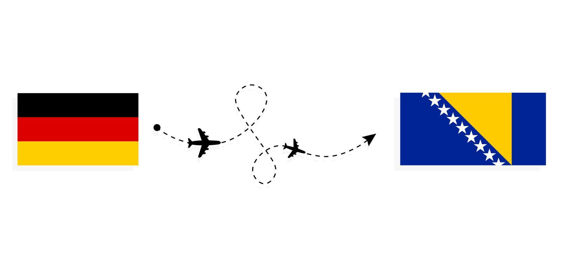 vuelo y viaje desde alemania a bosnia y herzegovina en concepto de viaje en avión de pasajeros vector