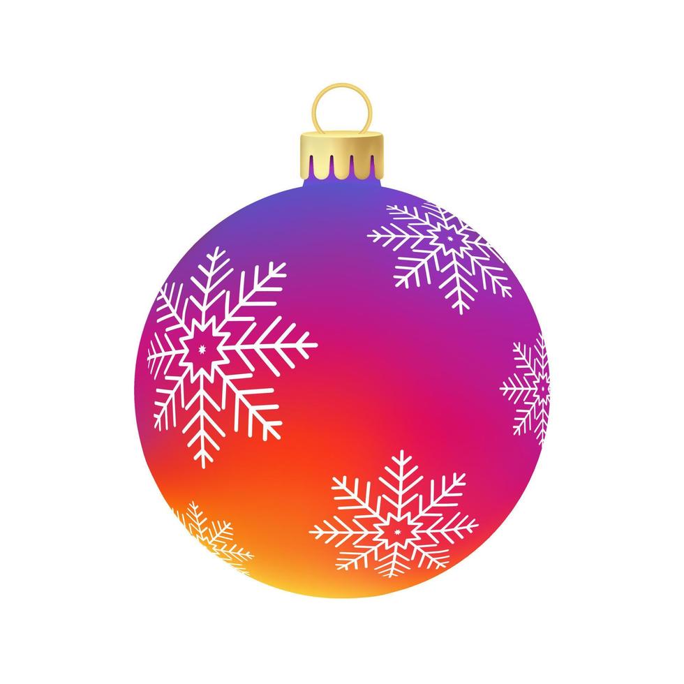 juguete del árbol de navidad del arco iris o bola volumétrica y ilustración de color realista vector