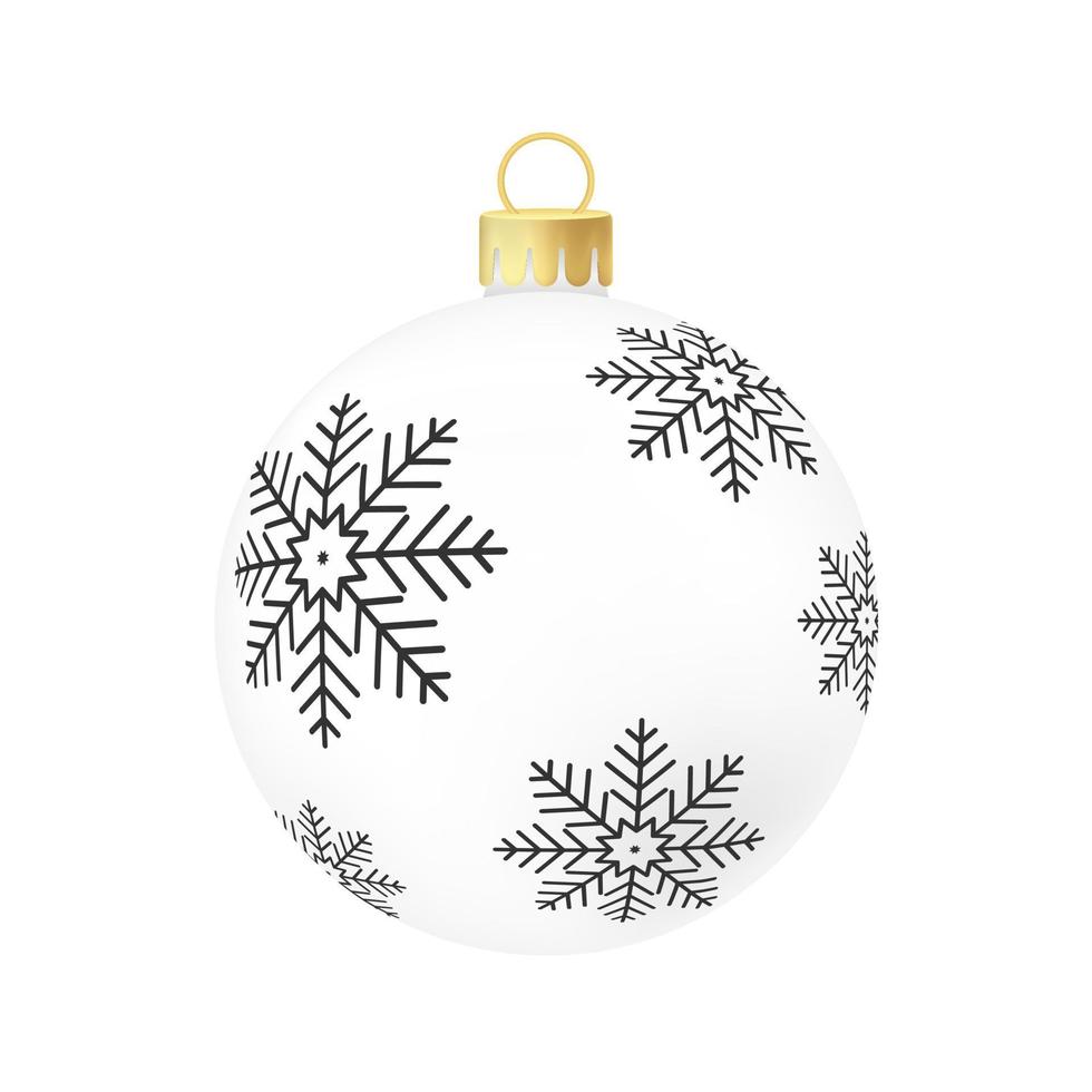 White Christmas tree toy or ball Volumetric and realistic color illustration vector