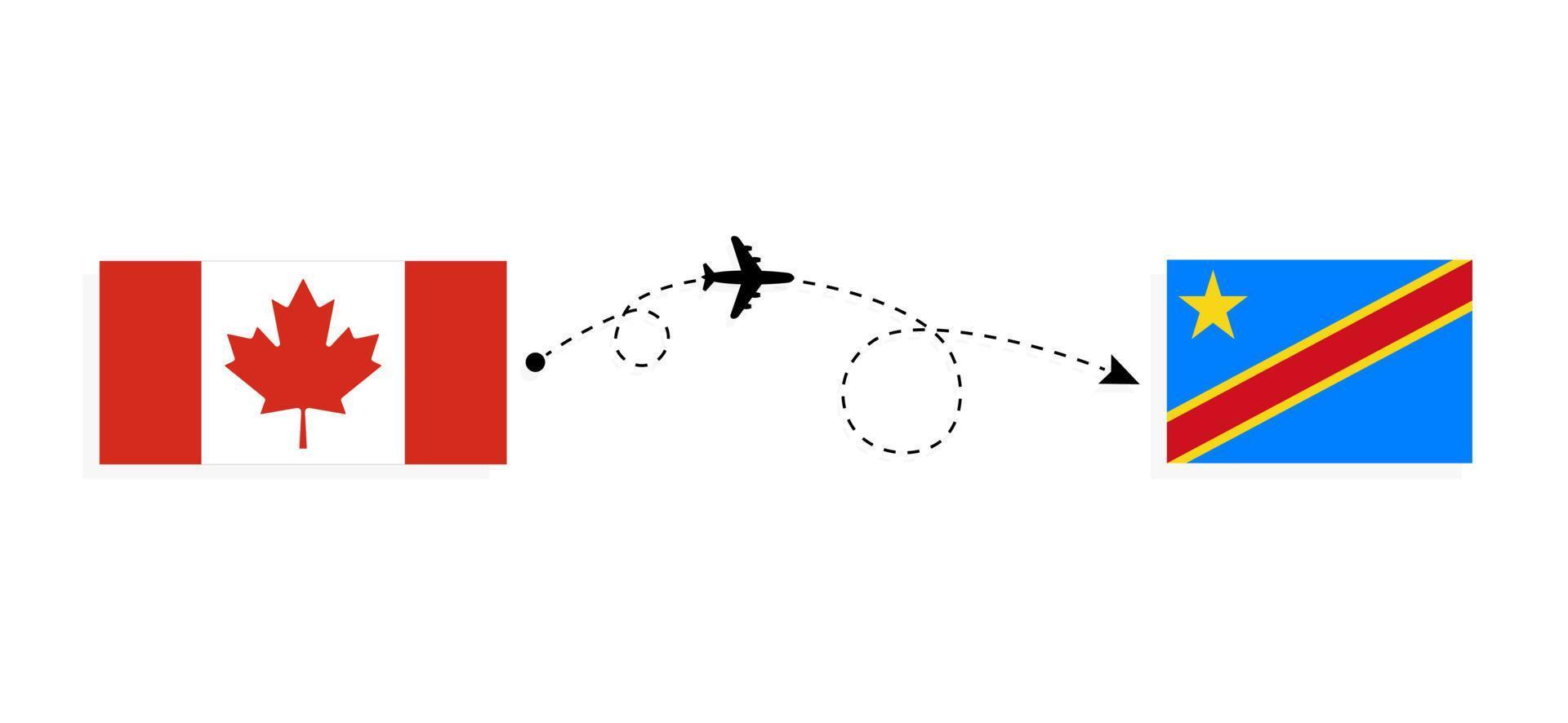 Flight and travel from Canada to Democratic Republic of the Congo by passenger airplane Travel concept vector