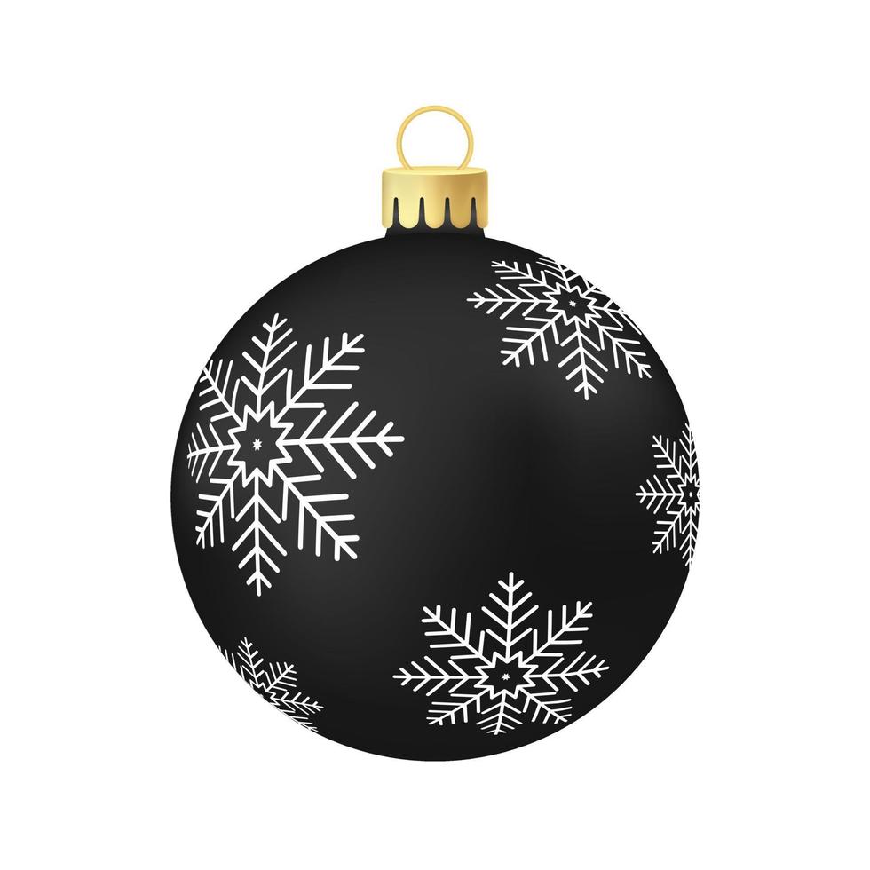 juguete de árbol de navidad negro o bola volumétrica y ilustración de color realista vector