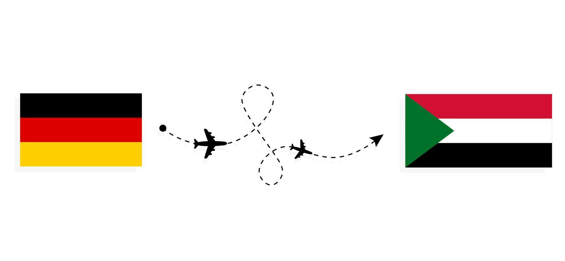 Flight and travel from Germany to Sudan by passenger airplane Travel concept vector
