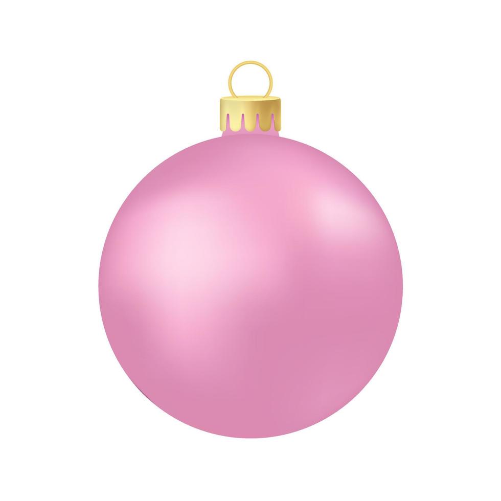 Pink rose Christmas tree toy or ball Volumetric and realistic color illustration vector